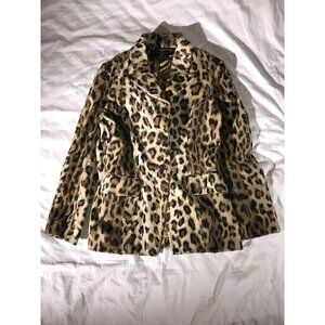 Karen Millen England  Leopard Print Faux Fur Blazer Jacket